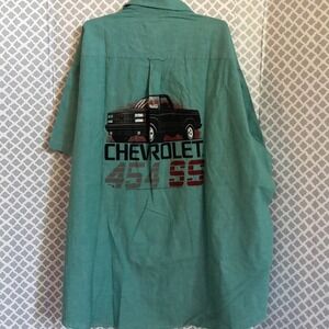 Harbor Bay green cotton button down Chevy truck